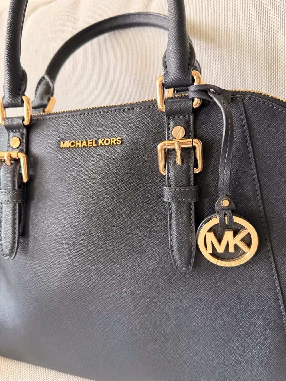 Michael Kors Navy color  Saffiano Leather Dome Satchel with Gold Hardware - Picture 5 of 13